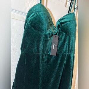 Lulu's Emerald Velvet Strapless Dress